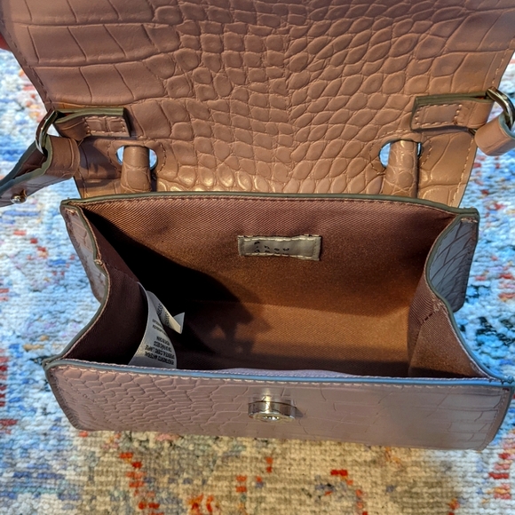 A New Day Mauve Mini Faux Snake Skin Handbag - Picture 3 of 4